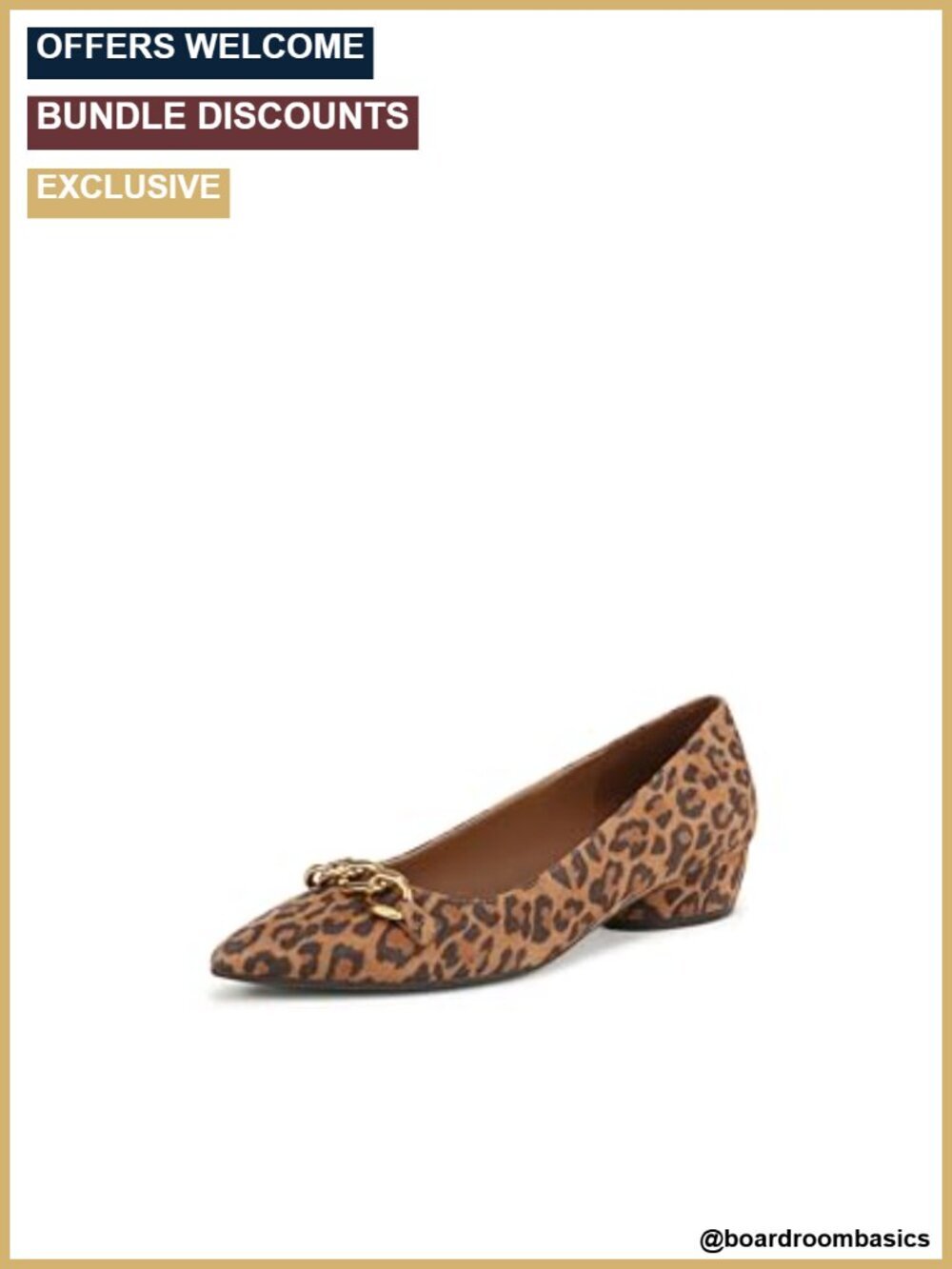 Suede Ballet Flat with Metallic Chain Ornament